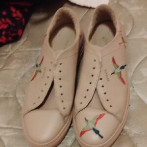 Axel Arigato Beige Sneakers with Multicolor Bird Design